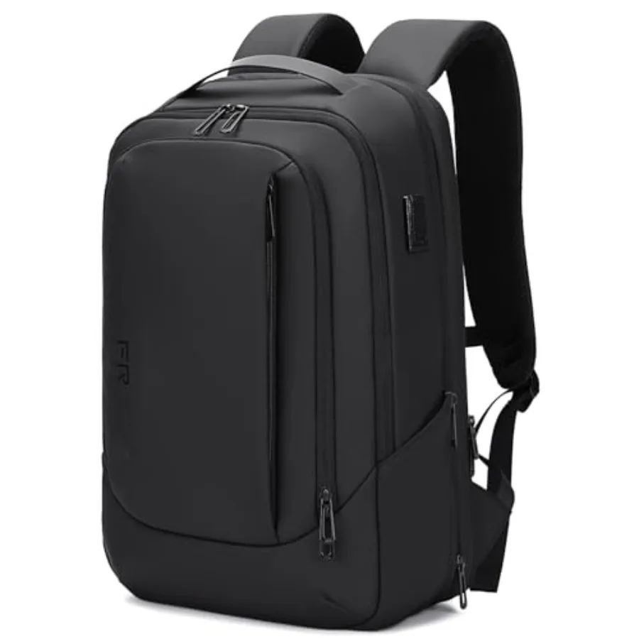 

Business Travel Backpack for Men, Expandable Water Resistant Computer Backpack with USB Port, Black Laptop Backpack 15.6 Inch f