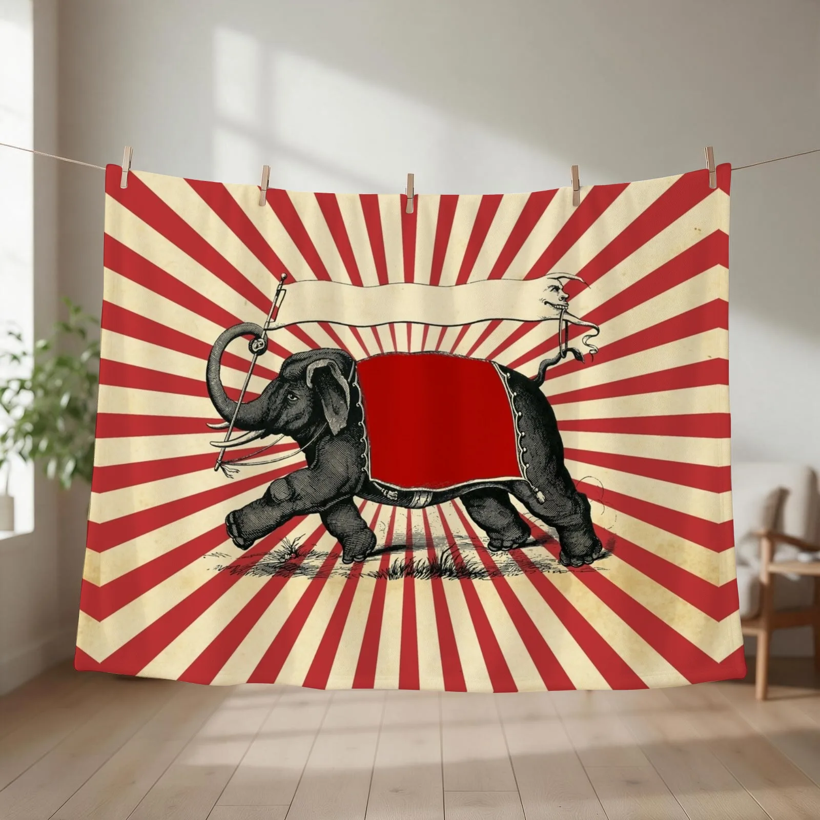 Circus Elephant Vintage Poster Pop Wall Street Art Throw Blanket couch cozy soft plush fuzzy picnic outdoor blanket