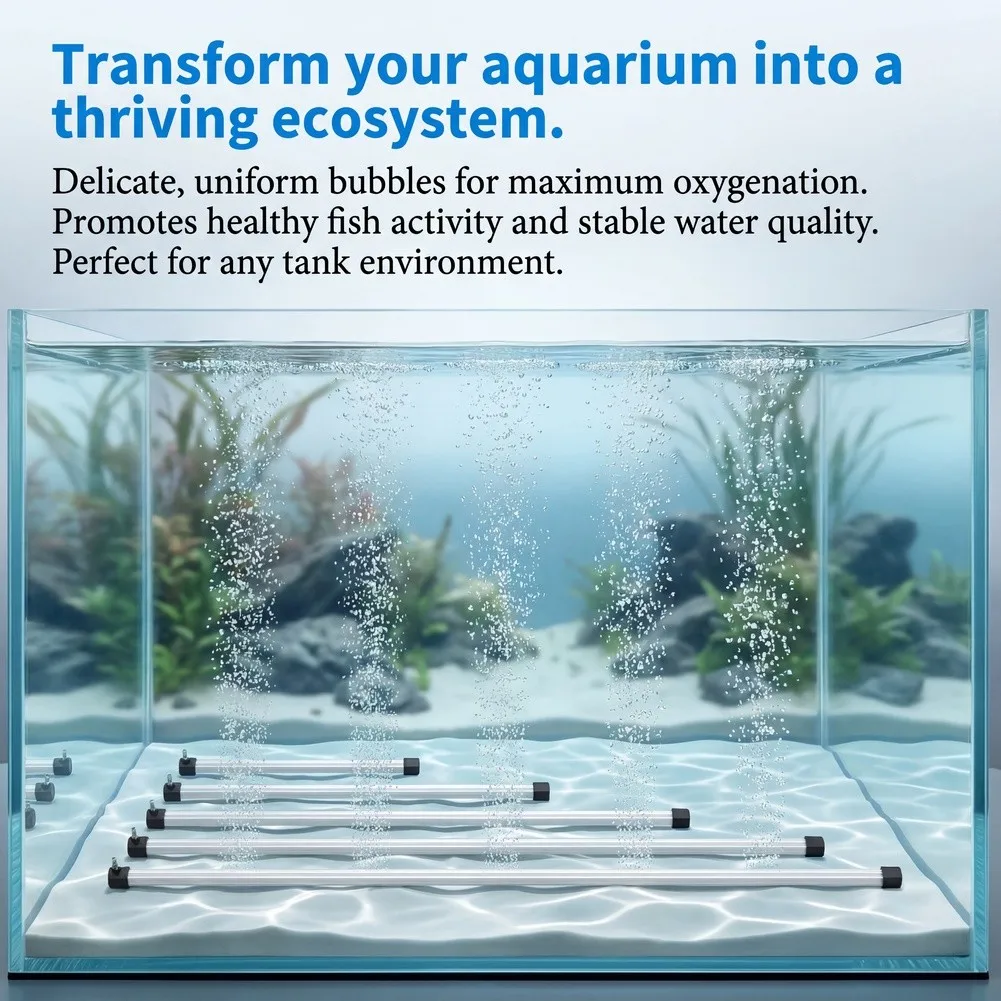 Black white Aquarium Bubble Curtain Nitrifying Growth In Aquariums Uniform Air Release Delicate Bubble Generation
