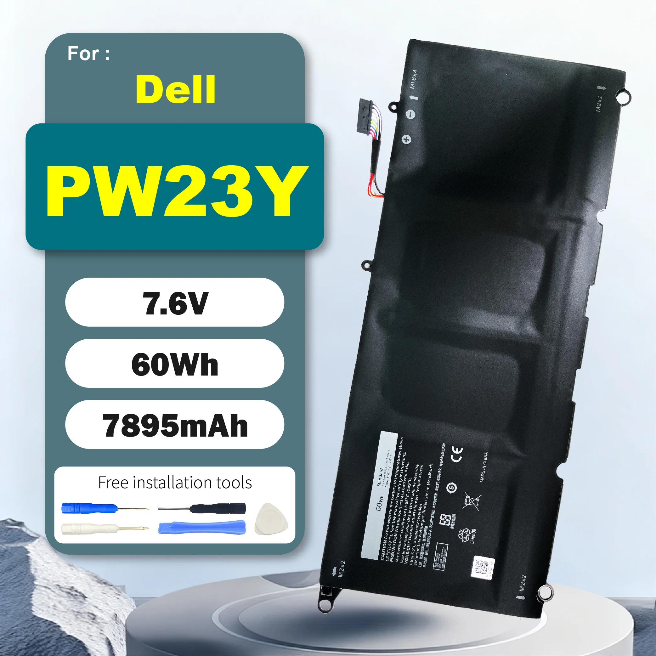 

PW23Y 7.6V 60Wh Laptop Battery Compatible with Dell XPS 13 9360 P54G002 13-9360-D1605G 13-9360-D1609G RNP72 0RNP72 0TP1GT