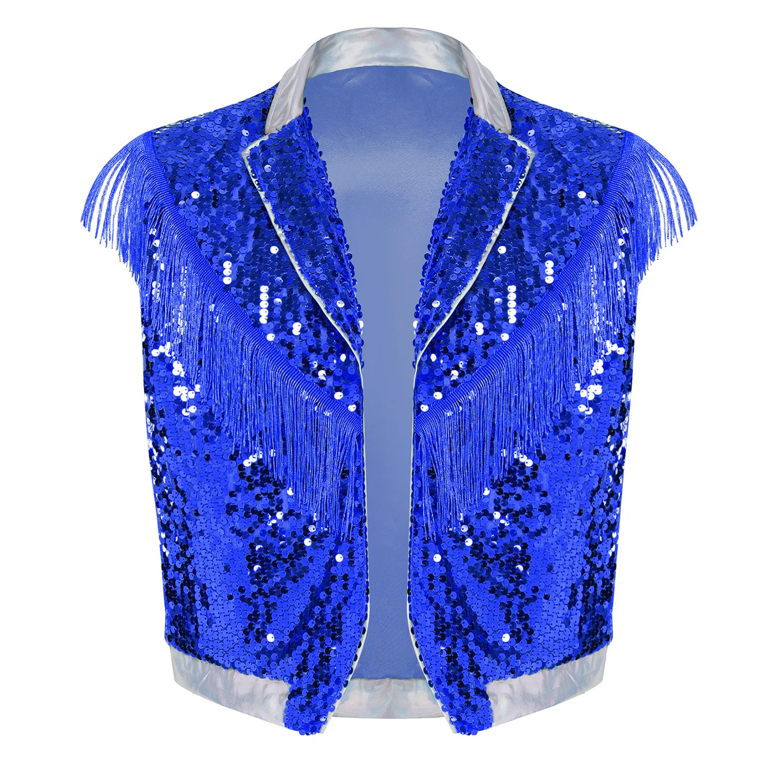 Traje de Danza Jazz Moderno con Lentejuelas para Hombre, Chaleco de Danza Urbana Hip Hop para Mujer, Top con Lentejuelas y Borlas, Ropa de Danza para Espectáculos