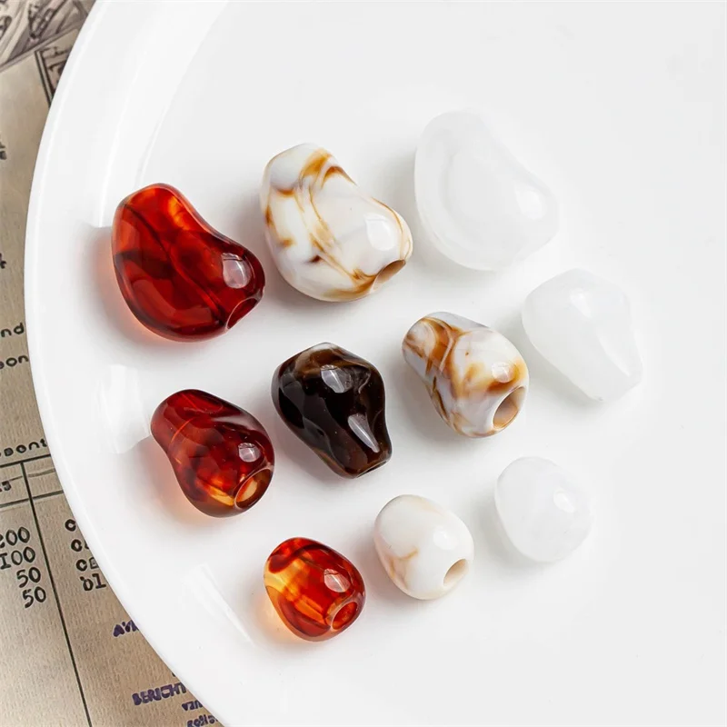 New arrived 100pcs/lot color print geometry Irregular shape resin beads with big holes diy jewelry garment hair accessory