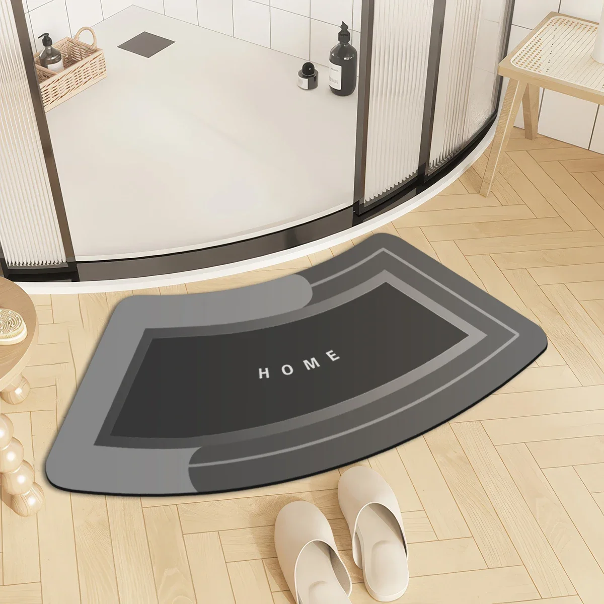 

Home bathroom anti-slip floor mat shower room door absorbent mat diatom mud foot mat simple fan-shaped door mat