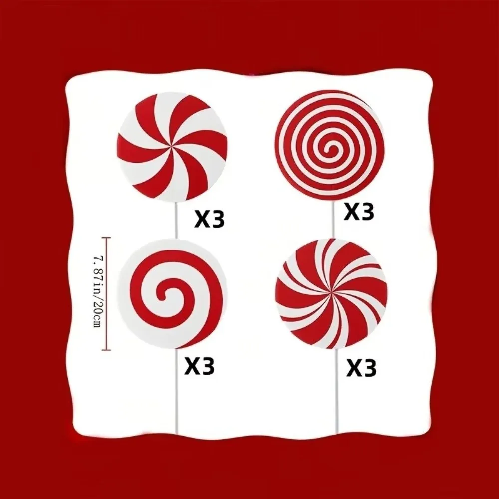 4/8/12 قطعة كبيرة الحجم شجرة عيد الميلاد الحلي شاتيربروف النعناع مصاصة يختار الحلوى يختار الحلي زينة عيد الميلاد DIY بها بنفسك #3