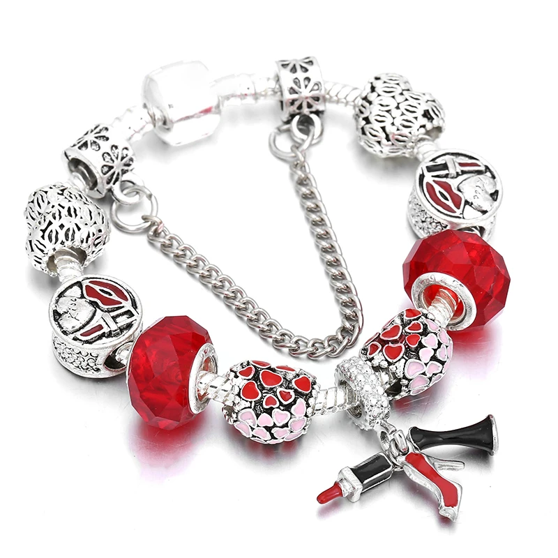Silver Plated Charm Bracelet with Key Lock Pendant, Wedding Gift