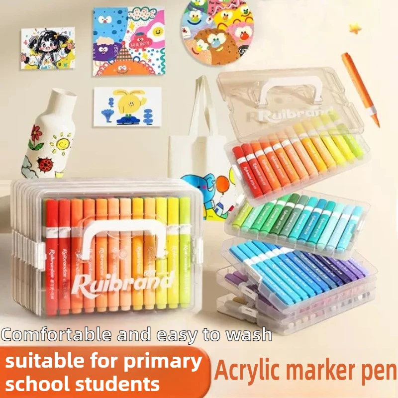 

12/120 Colors Acrylic Marker Brush Pens No Bleed Non-Toxic Washable for Kids for Primary Students Stationery Art School Supplies