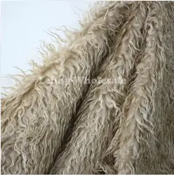 Khaki Mongolian Curly Sheep Faux Fur Fabric, faux vest fur coat patchwork fabric for sewing  150*50cm, free shipping