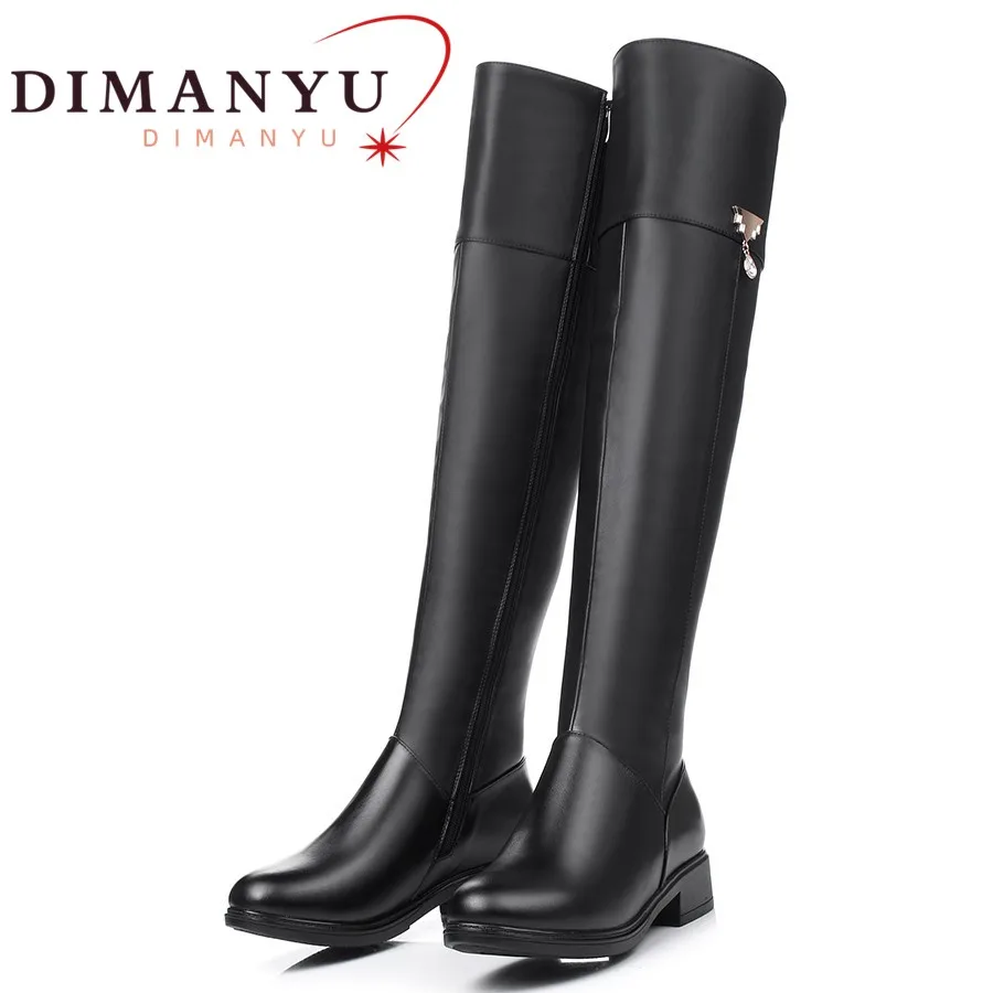 

DIMANYU Over The Knee Boots Women Genuine Leather Motorcycle Boots Women Winter Warm Women Long Boots Plus Large Size 41 42 43