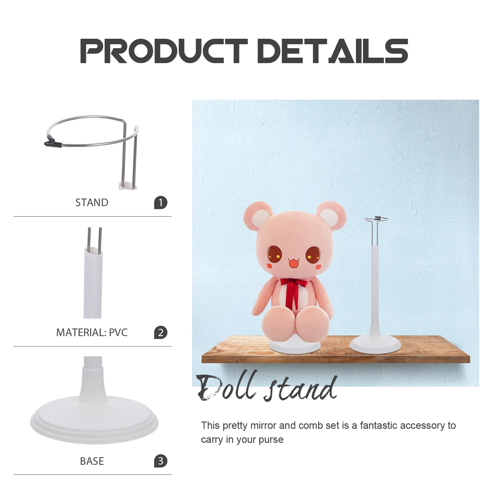 

4pcs Support Frame for Stuffed Animal Boys White Figure Man Creative Storage Rack Toy Model Display Stand Long Use Save