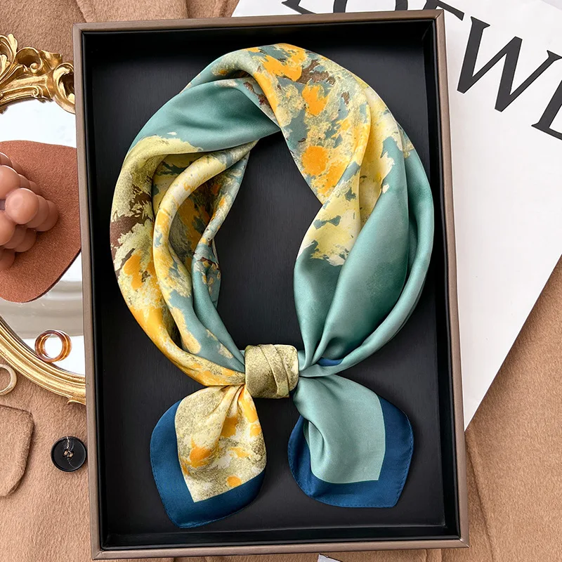 女性用ツイルシルクスカーフ,手作り,車,はしご,ヘッドバンド,バンダナ,ブランド,70x70cm