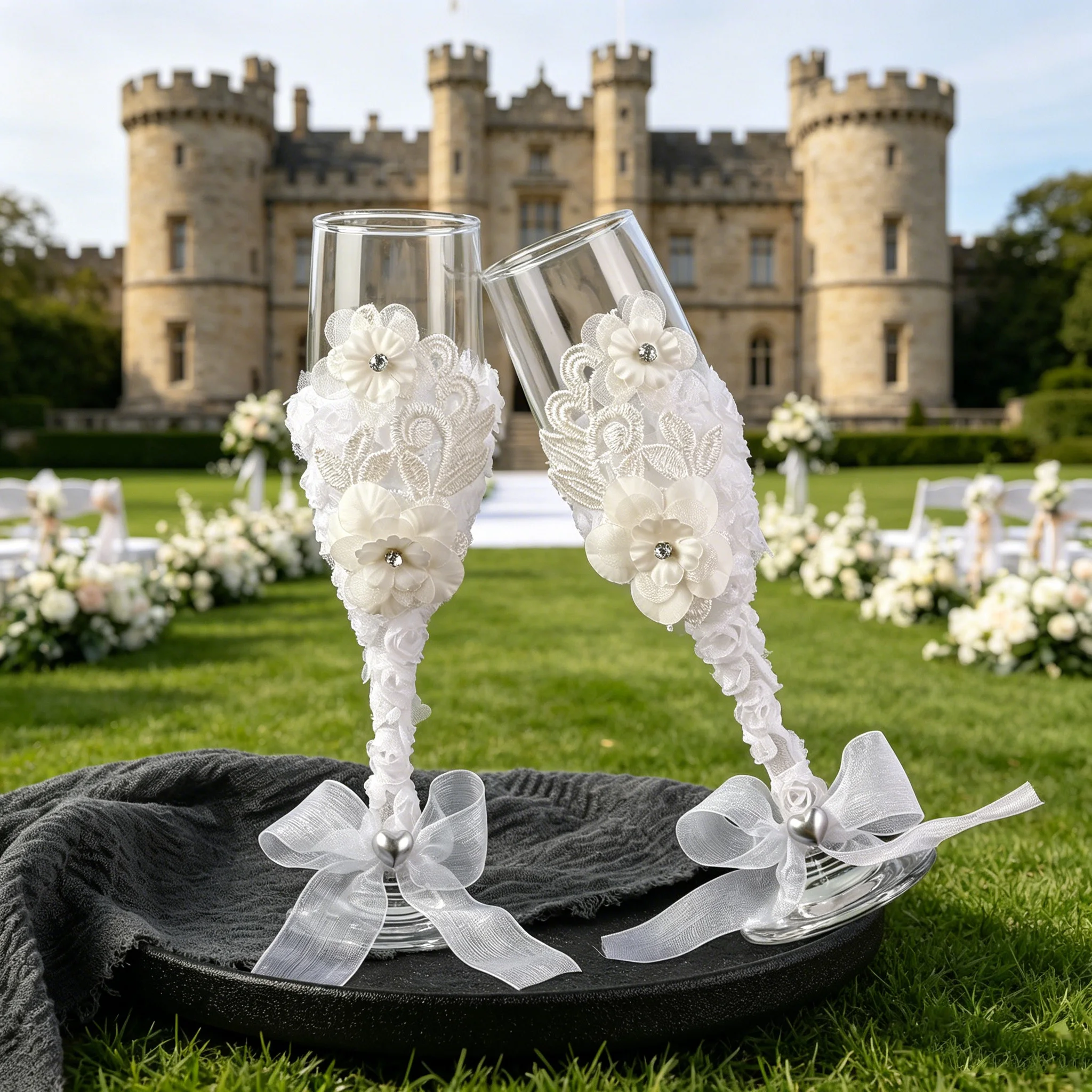 European Style Wedding Champagne Glasses Set High Foot Cup Specialized Couple Wine Glasses for Marriage Exchange And Celebration image 2