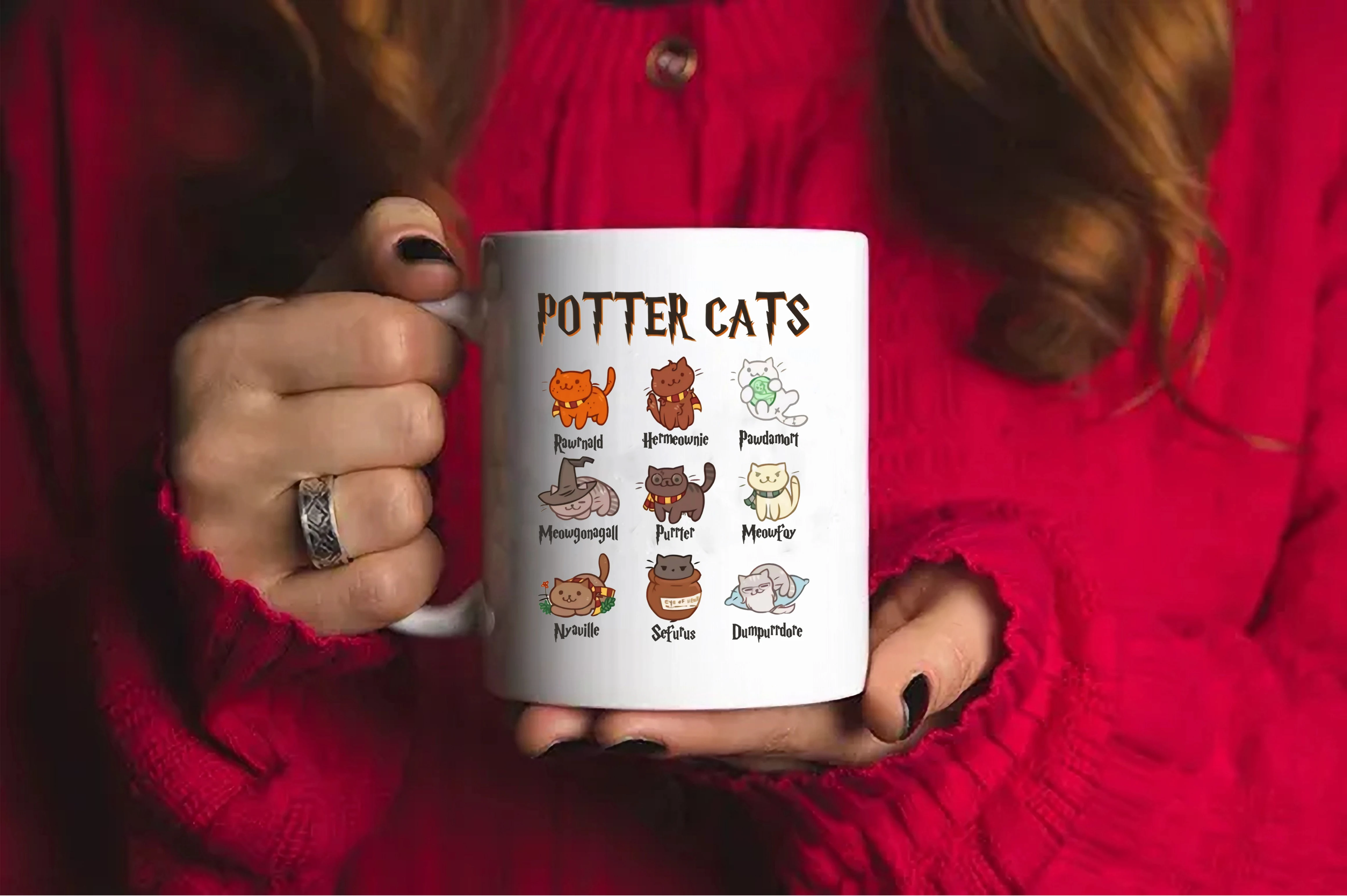 Cute Potter Cats Kitten Gifts For Her coffee mug HP Gifts for book lovers Potter Cats Autumn Atmosphere Mug Very cute kitty mug