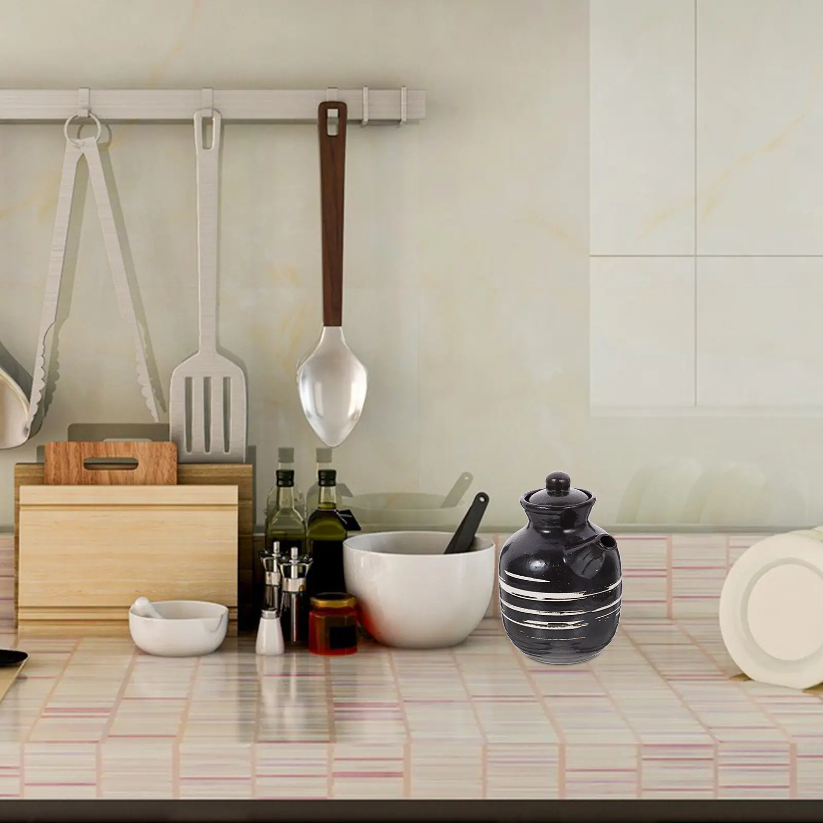 

Диспенсер для соевого соуса 500 мл, керамическая емкость в японском стиле для приправ, бутылка для хранения масла и уксуса, кухонный держатель для специй для дома