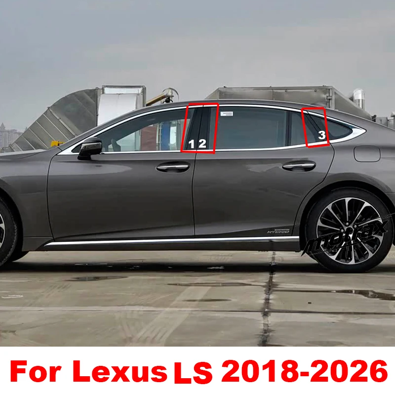 For Lexus LS 2018‑2026 LS350 LS500 LS500h Car B C Pillar Stickers PC Window Trim Cover Middle 6PCS Pillar Exterior Sticker