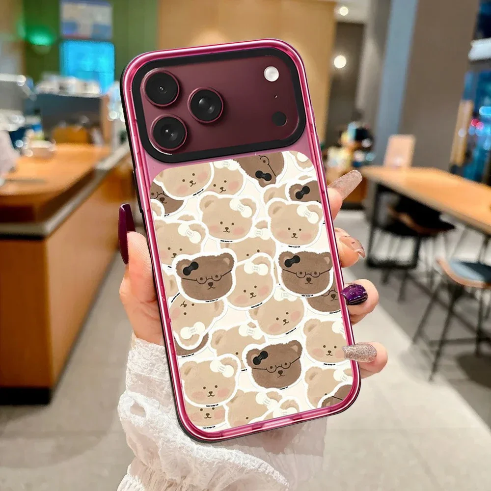 Creative Cute Bear Impact Case - Mirror / Glaze Magnetic Cover: Compatible with IPhone 18 17 Pro Max 18Pro