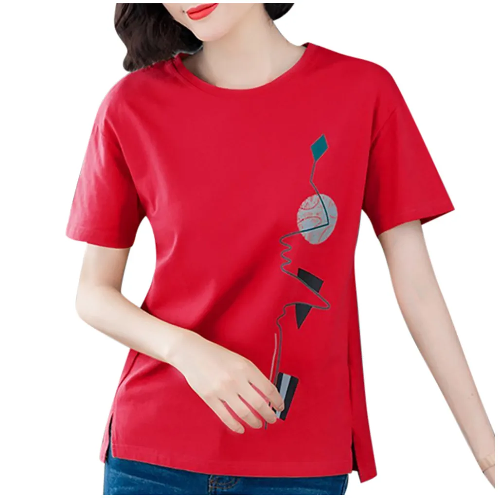 Fashion-forward Women Minimalist Casual Short Sleeve Printed ComfortableBlouse Ladies T-Shirt Tops High-end and classy