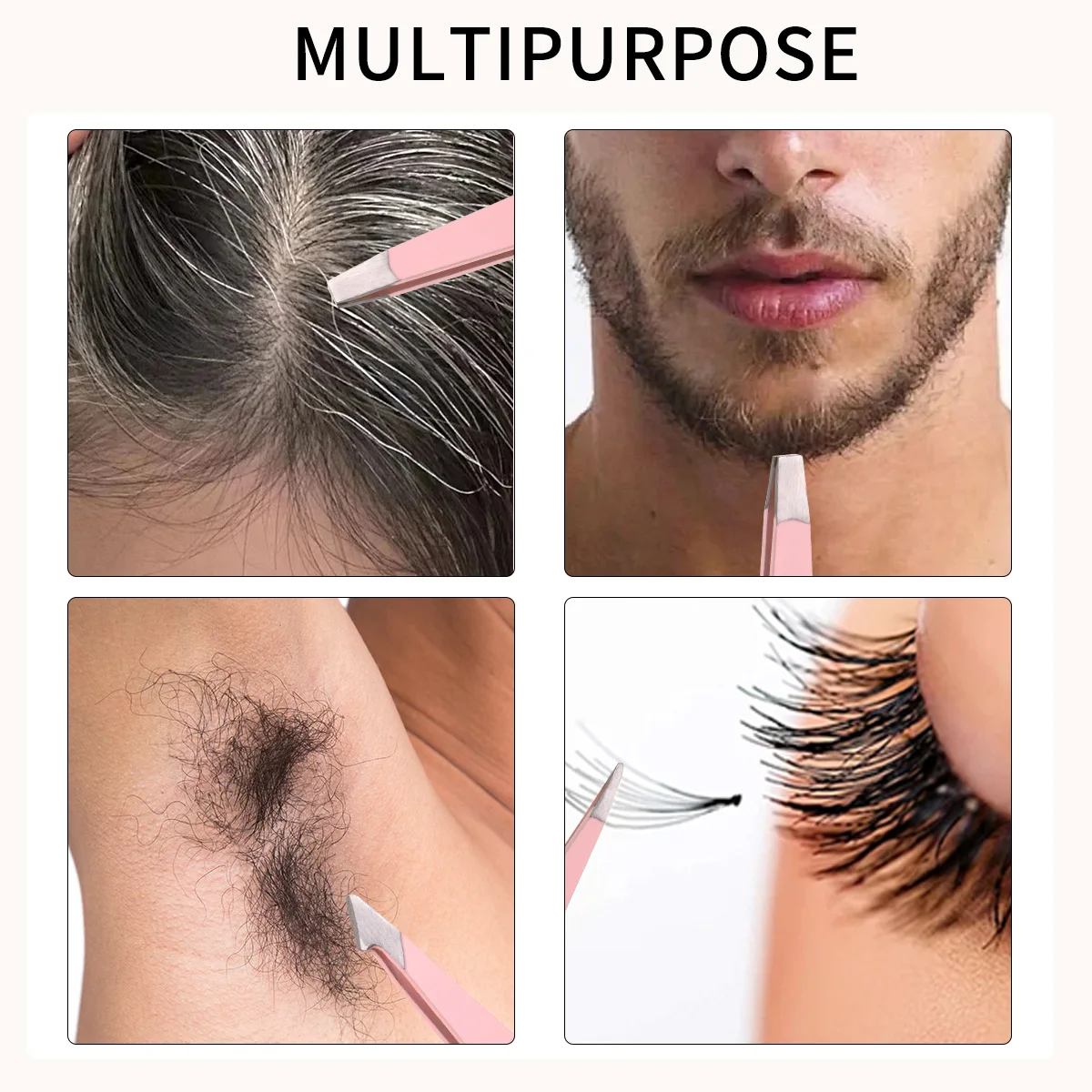 4pcs high-precision stainless steel tweezers, four different opening shapes, can be used for facial hair, unisex