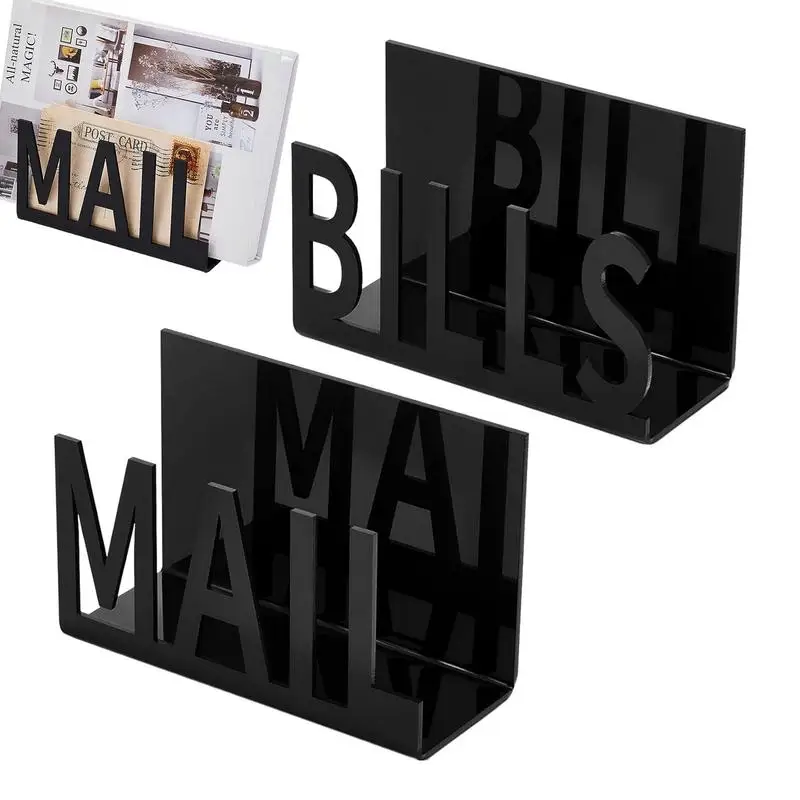 

Acrylic Mail Bills Holders 2PCS Countertop Acrylic Mail Sorter Postcard Stand Mail Sorter Envelope Holder Stand For Home Offices