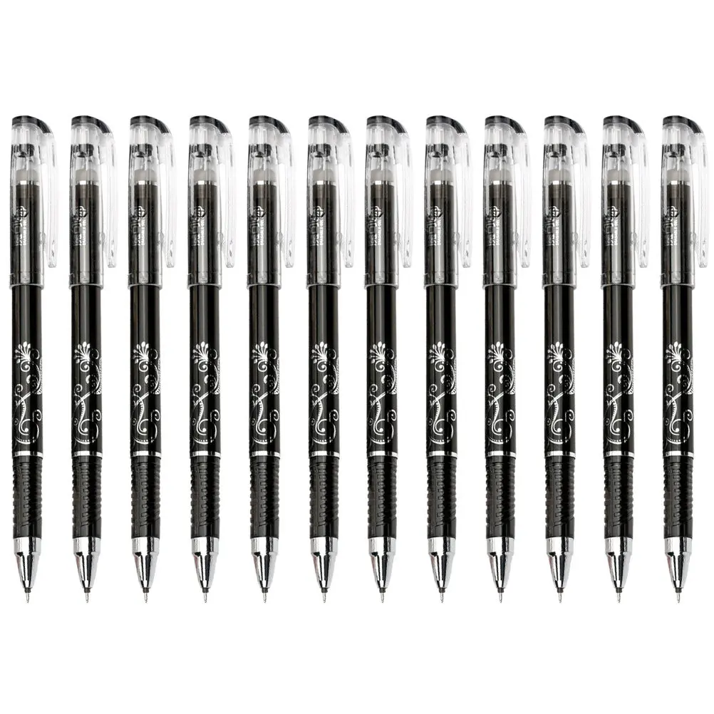 

12pcs Erasable Gel Pens Medium Point Plastic Body Lightweight For Office School Writing Reusable Stationery Supplies Erasable
