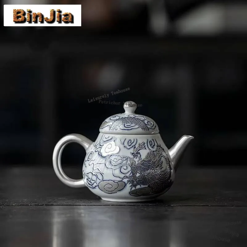 

150 мл китайский керамический чайник с аргоновым узором, элегантный позолоченный чайник из чистого серебра, чайник для пивоварения, китайский чайный набор, декоративные подарки