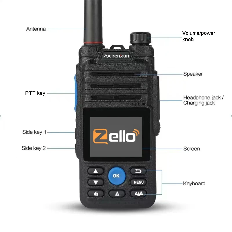 Топ! B5 Zello Walkie Talkie 4g Радио с SIM-картой Blue tooth Двусторонняя рация дальнего действия Профессиональная мощная рация