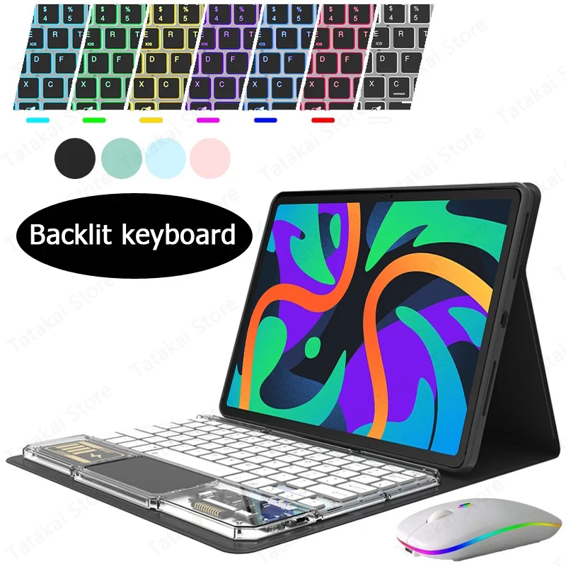 

Crystal Backlit Keyboard with Touchpad for Lenovo Tab M11/Xiaoxin Pad 2024 Case 11'' TB330FU TB331FC Korean Russian Keyboard