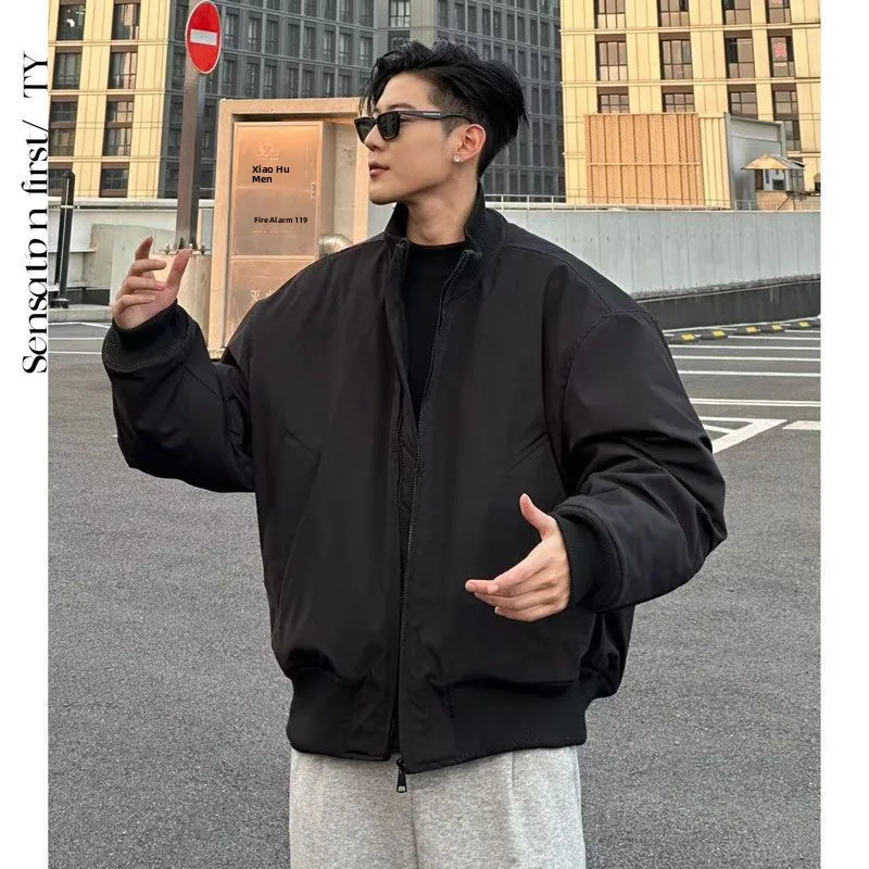 Thiened Cotton Jaet 2025 Winter New Sle ex Batwing Sve Pilot Jaet Field L American Street Sle Outfit