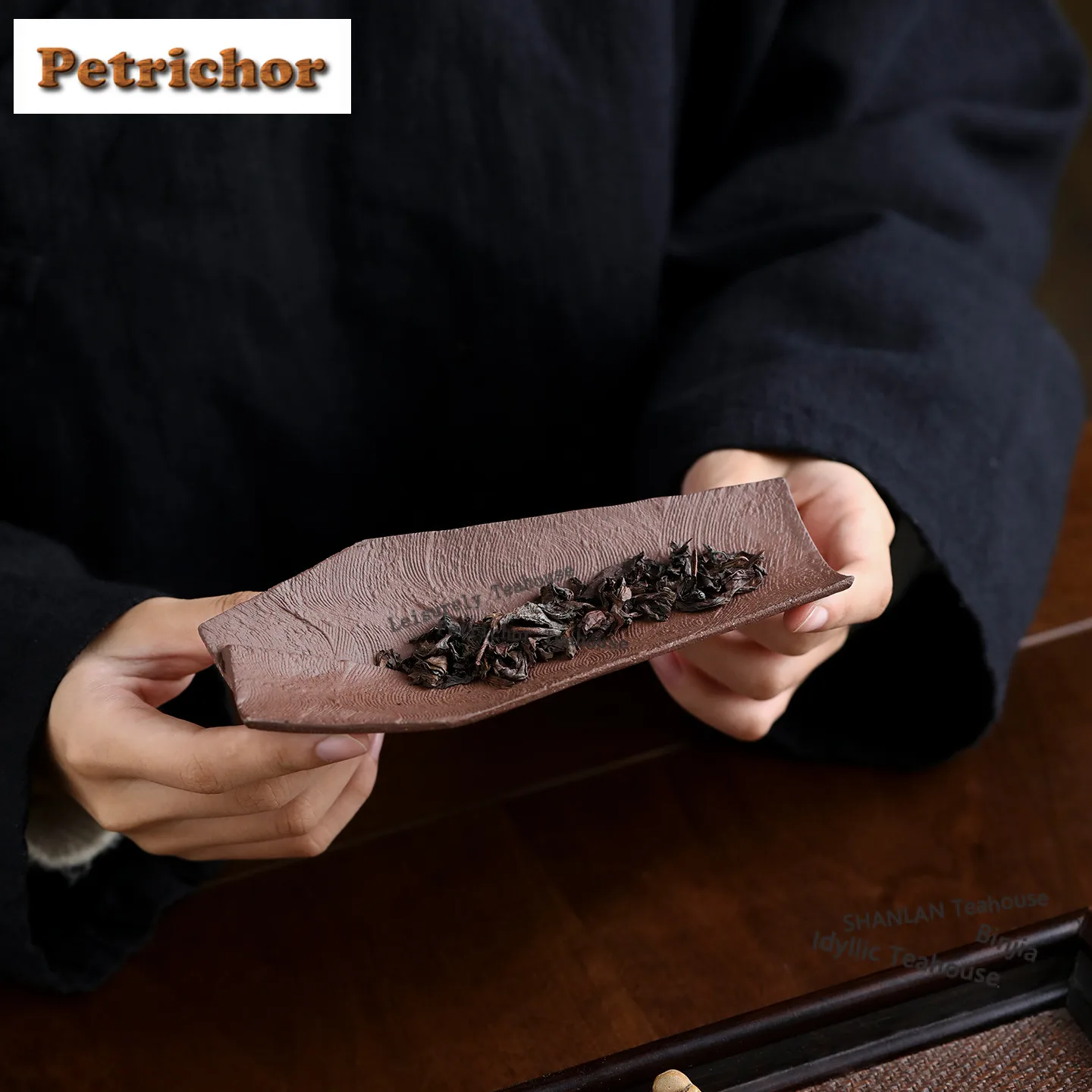Purple Clay Ripple Tea Scoop Vintage Tea Leaf Holder Shovel Chahe Household Awakening Tea Ladle Flower Tea For Tea Ornaments