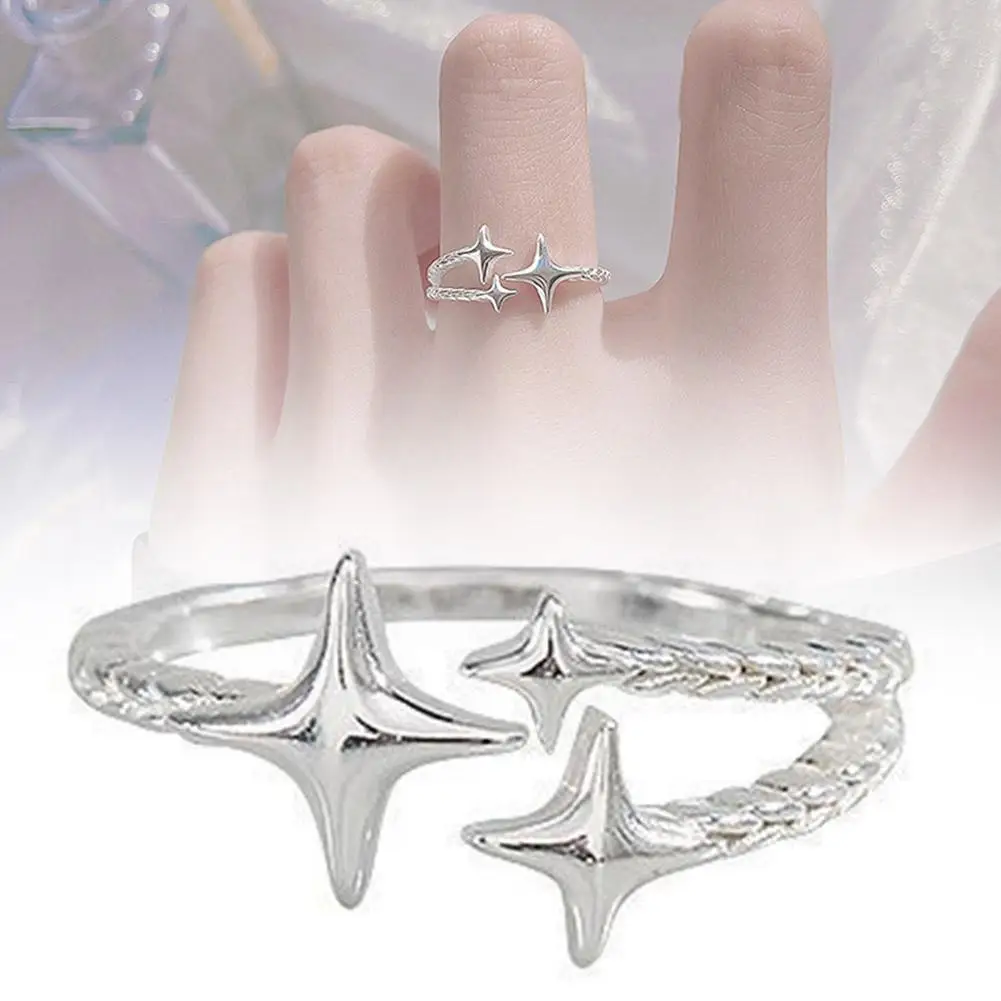 Elegant Adjustable Open Star Silver High End Feeling Fading Light Not Small Luxury Exquisite Girlfriend's Gift Star B9k9