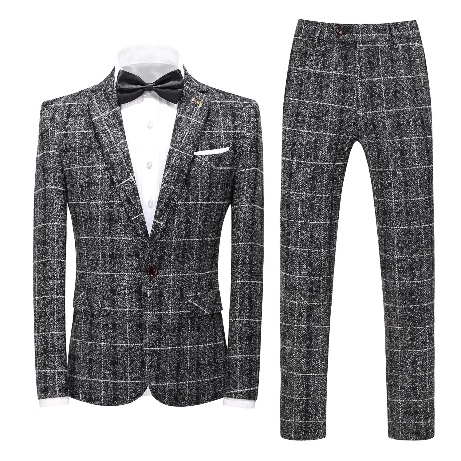 Three-piece Suit in Europe and America Korean Version of Slim British Leisure Tide Groom Wedding Dress Plaid Suit Man