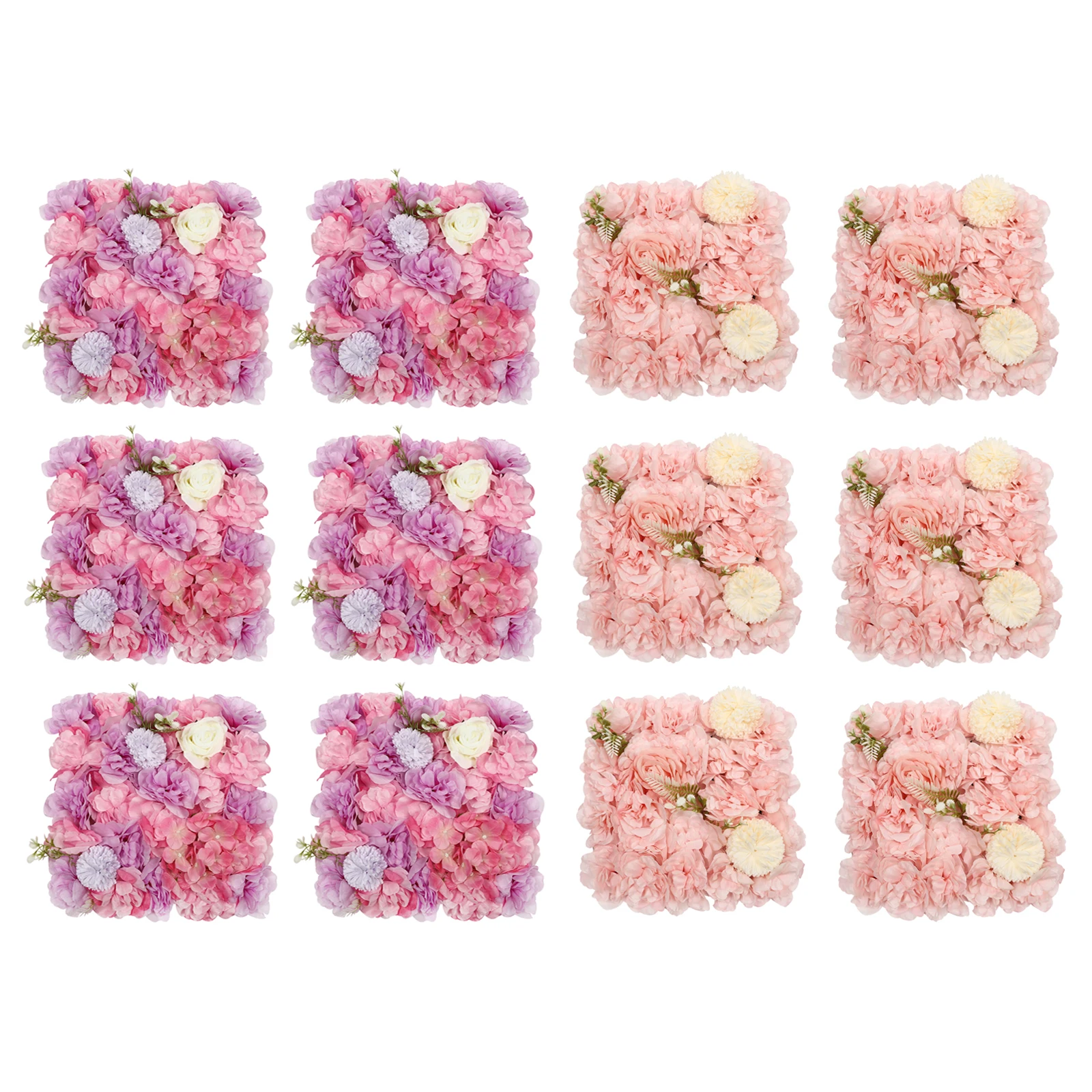 Artificial Flower Wall Panels 6Pcs Decorative Faux Flower Wall Mat  Silk Rose Hydrangea Floral Panels for Photo Background