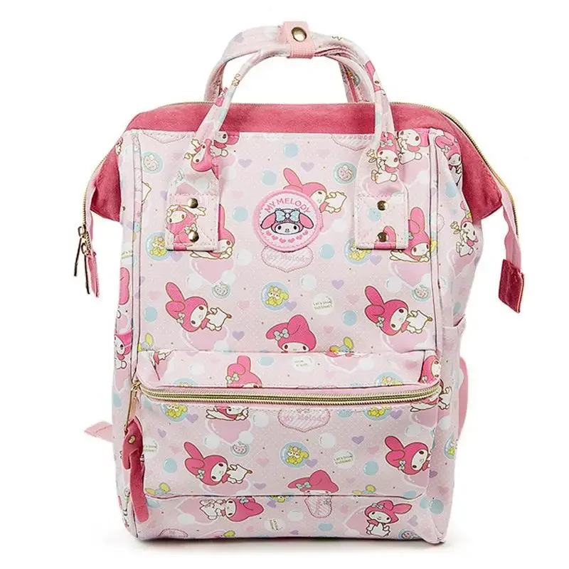 Sanrios Hello Kitty Mymelody Cartoon Pink Backpack Large Capacity Leather Waterproof Casual School Bag for Middle School Student