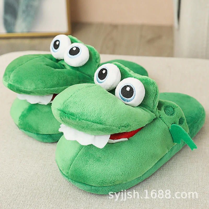 Man Women Slipper 2022 Winter Mouth Opening Home Slipper Shoes Crocodile Slippers Cute Spoof Cotton Animal Shoes