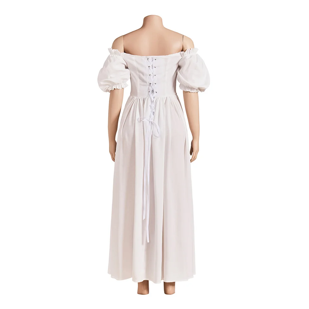 Historische Victoriaanse Regency Vintage hoge taille witte off-shoulder jurk Jane Austen Tea Party baljurk