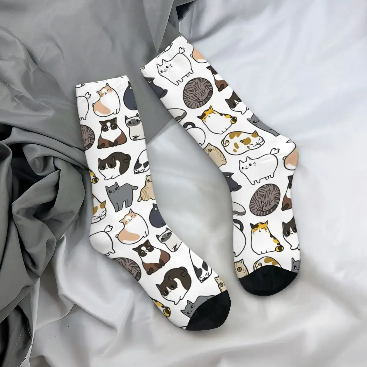 Szalona kompresja Śliczne skarpety męskie Harajuku Cat Bezszwowy wzór Crew Sock Casual