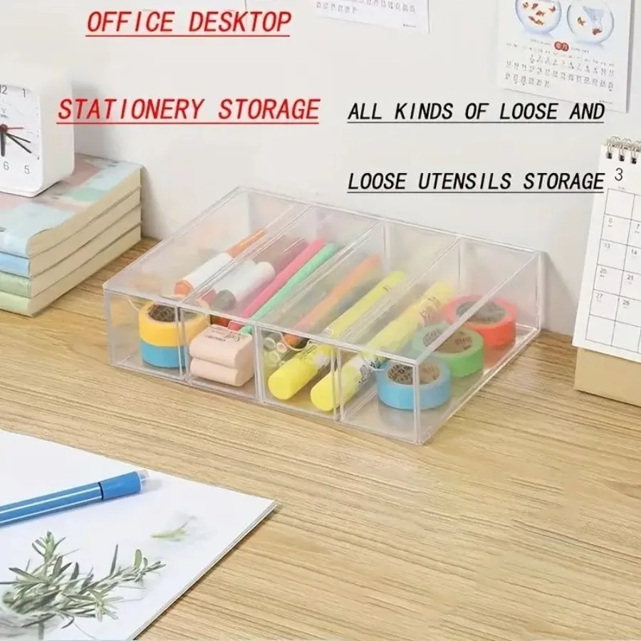 

2pcs Transparent Drawertype Multifunctional Storage Box Acrylic Cosmetics Stationery Organizer Box Multicompartment Dustproof L