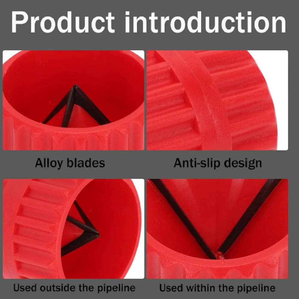 Red Tube Reamer Deburring Tool Suitable Diameter 3/16-1 1/2in ABS&Alloy Copper Tube Chamfer Tool Inner and Outer Blade