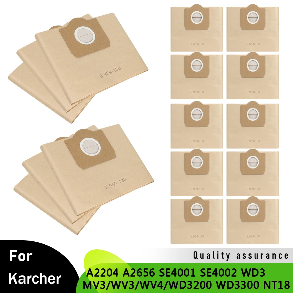 Мешок для пыли 6.959-130 для Karcher A2204 A2656 SE4001 SE4002 WD3/MV3/WV3/WV4/WD3200 WD3300 NT18, детали бумажного мешка для робота-пылесоса