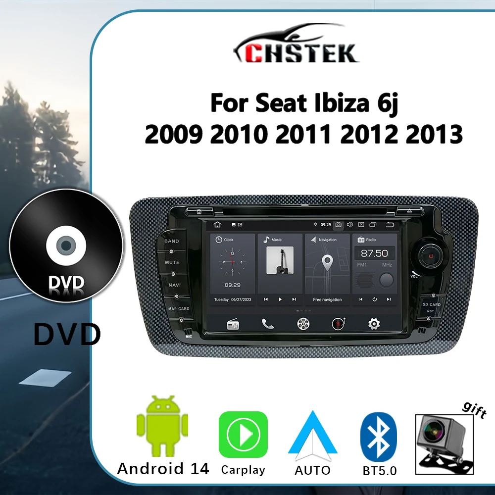 

CHSTEK Car Radio Android 14 CarPlay For Seat Ibiza 6j 2008-2013 DVD Navigation Multimedia Player Bluetooth Auto Stereo GPS WIFI