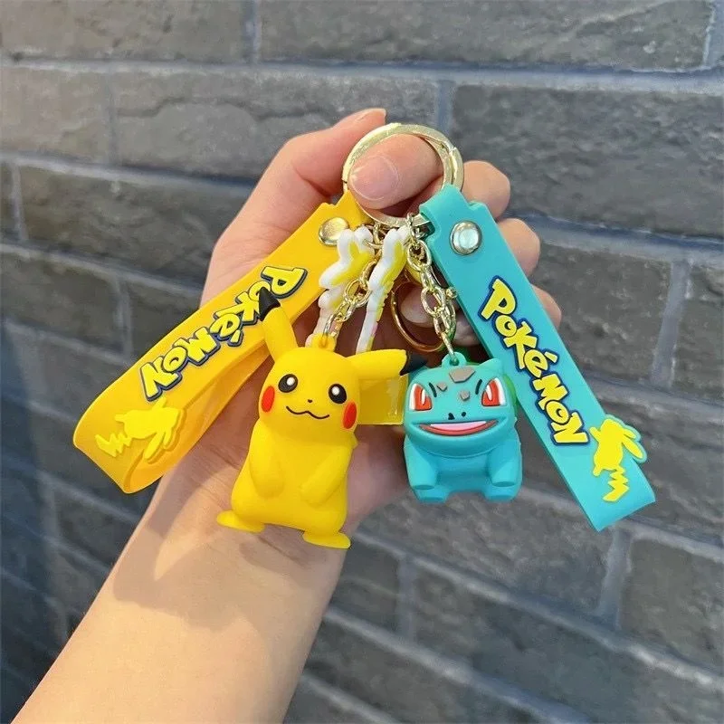 Pokemon Action Figure Pikachu Psyduck Charmander Snorlax Squirtle Bag Keyring Pendant Birthday Gifts Anime llaveros Keychain