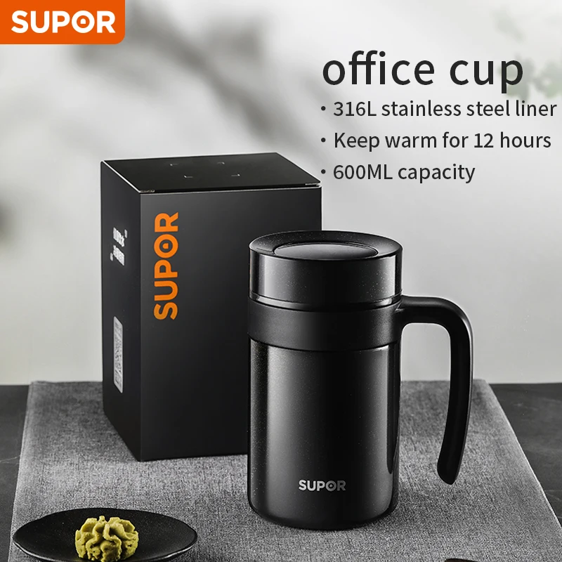 SUPOR Stainless Steel Insulated Cup Vacuum Thermal Mug Tumbler Coffee Mug Beer Cup with Handle Double Wall Office Vacuum Flasks