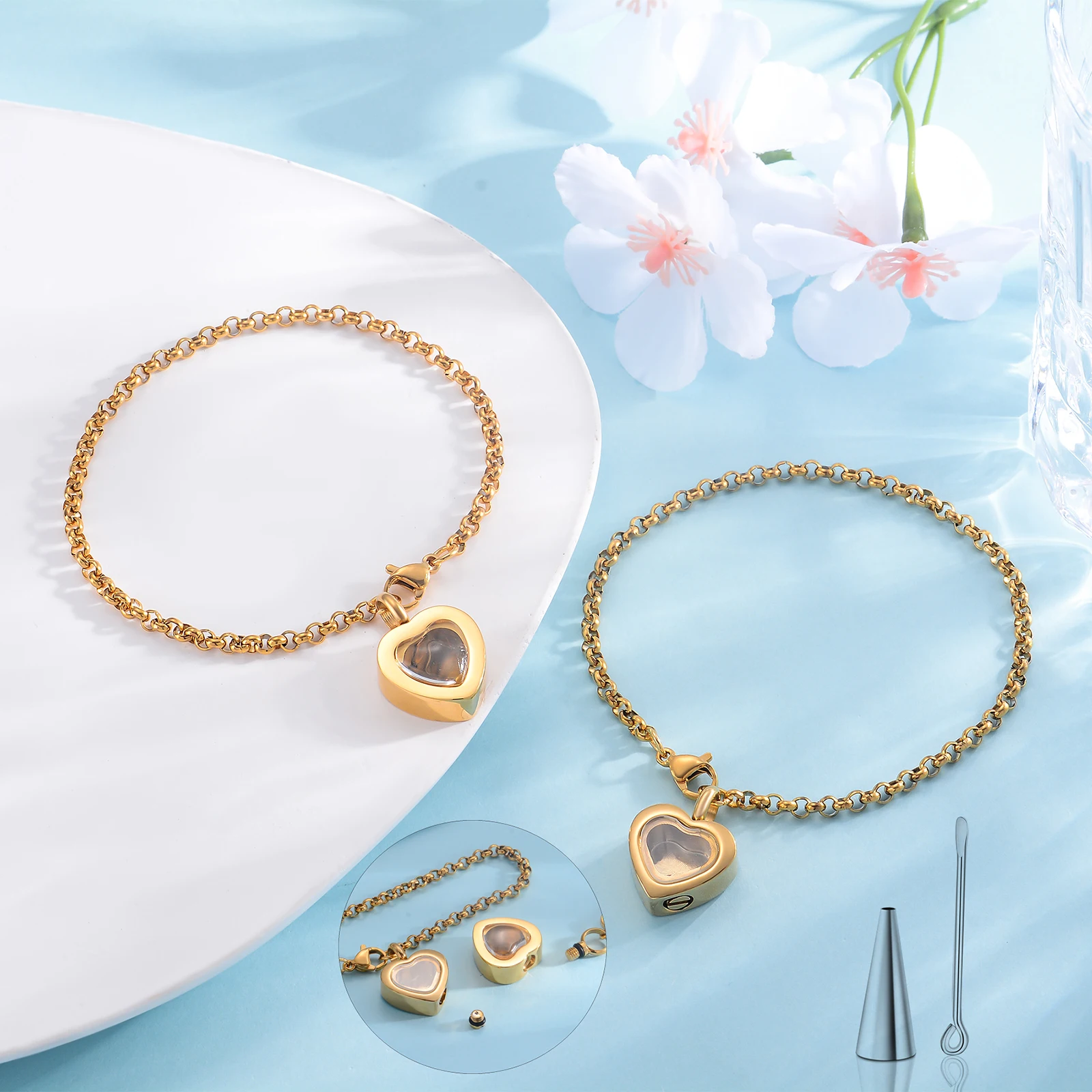 

Custom Name/Date Cremation Jewelry for Ashes Keepsake Stainless Steel Memorial Bracelet Cremation Urn Bangle for Human Pet Ashes