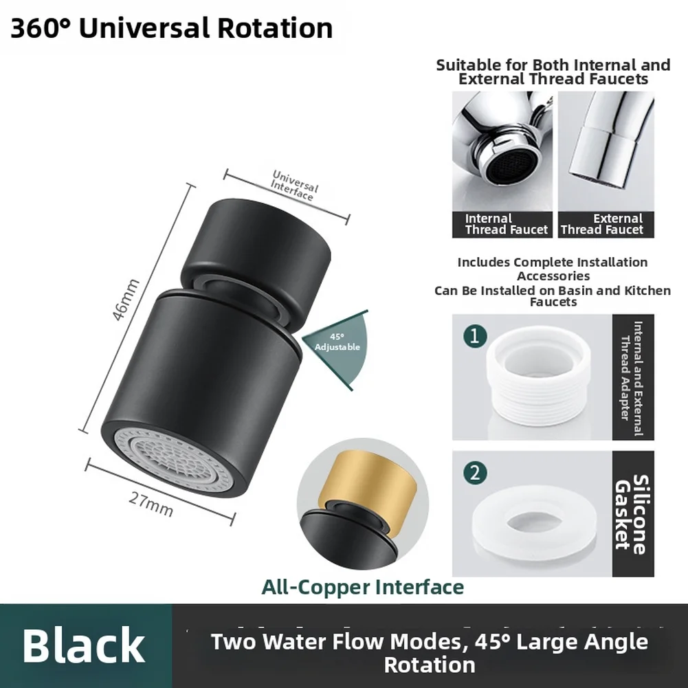 Kitchen Faucet Spray Head Filter Adjustable 360° Rotary Splashback Tap Nozzle Water Saving Shower Spray Head Tap