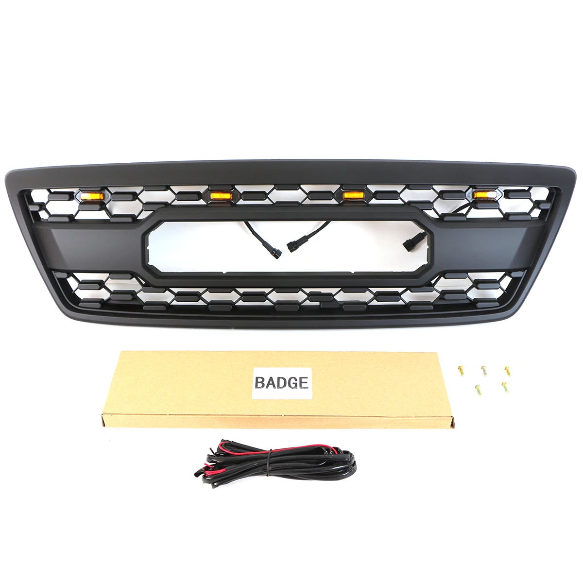 الشبكة الأمامية مع ضوء يناسب 2003-2007 لكزس LX470 LX570 شواية سباق سوداء #4