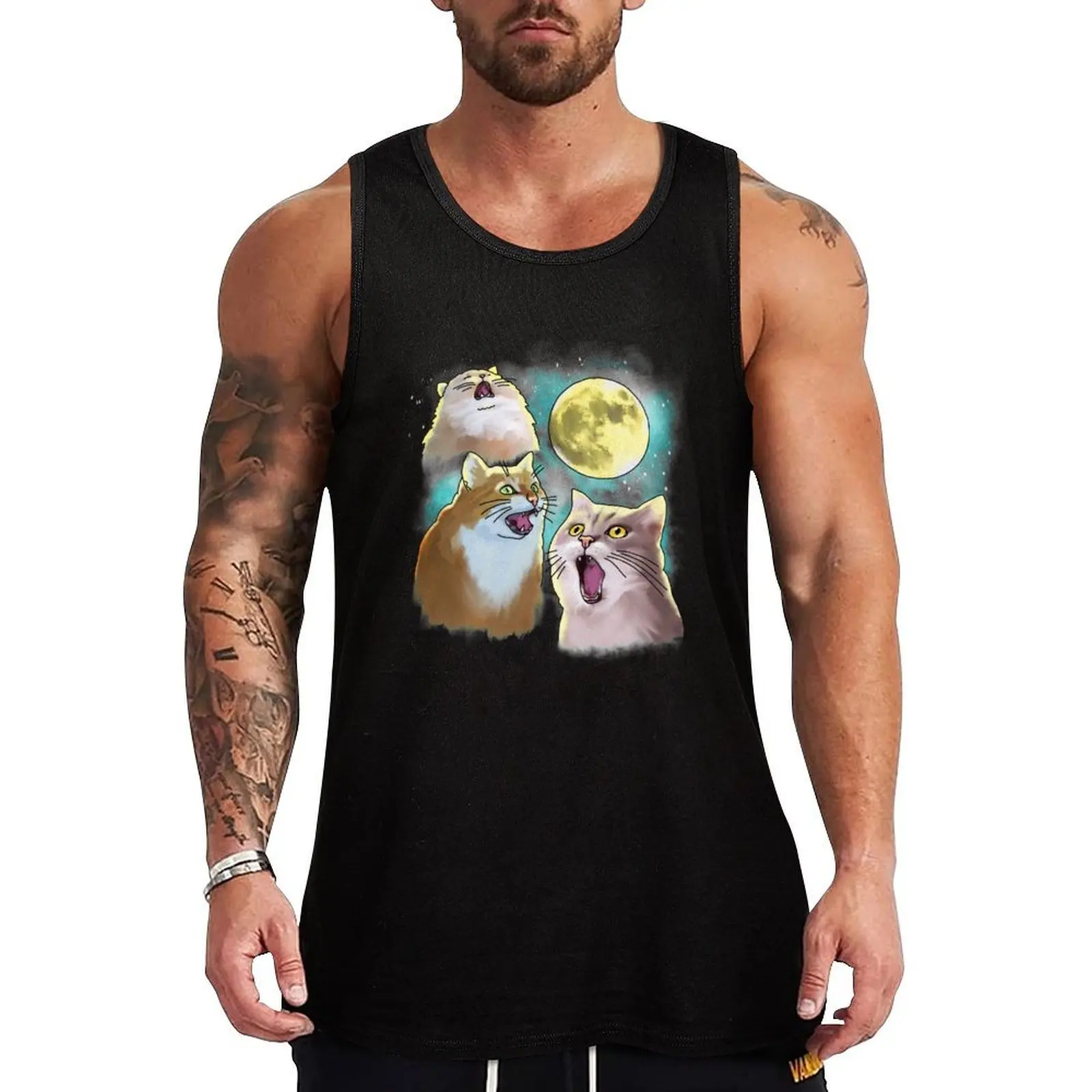 Three Cat Moon 3 Wolf Moon Funny Parody Tank Top Thin Breathable Tank Top Summer Cool Sleeveless Top