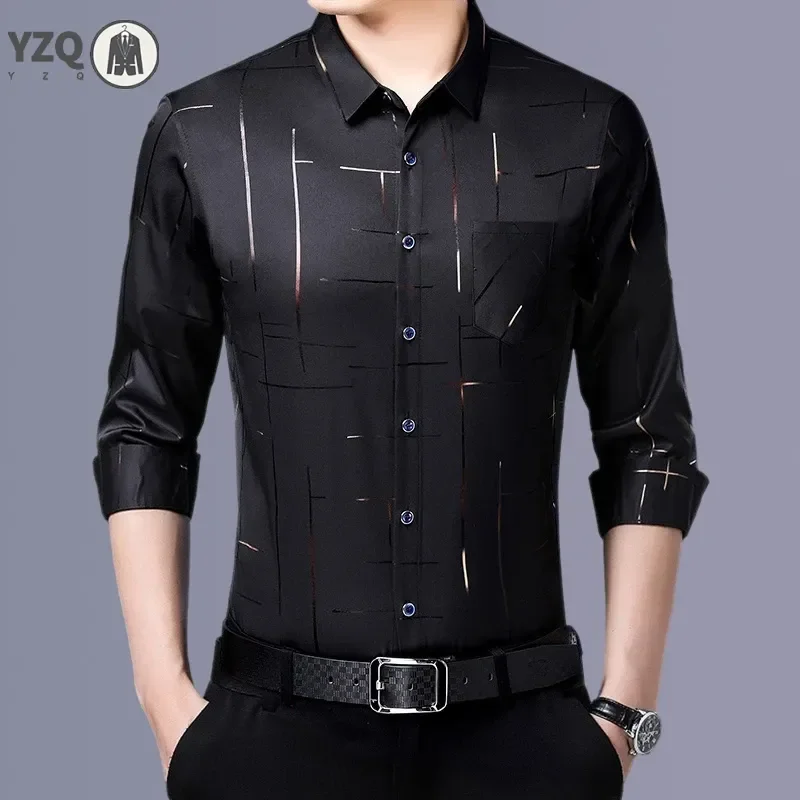 Men\'s Casual and Fashionable Long Sleeved Printed Shirt, Non Ironing and Wrinkle Resistant Business Top