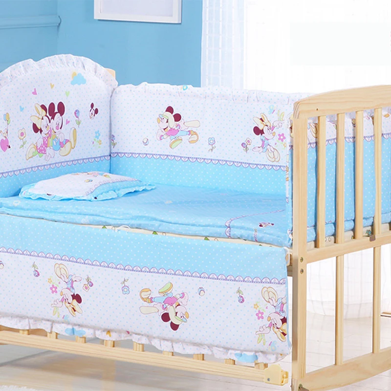 5 pçs/set macio bebê amortecedor conjunto de cama dos desenhos animados algodão travesseiro almofada pára-choques para infantil bebe berço protetor