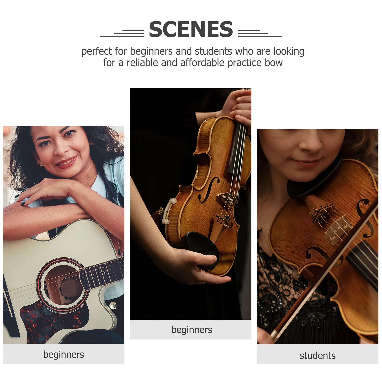 

1/8 Size Violin Bow Ebony Wood Natural Horsehair Responsive Elasticity Well-Balanced Design For Beginners Students Practice