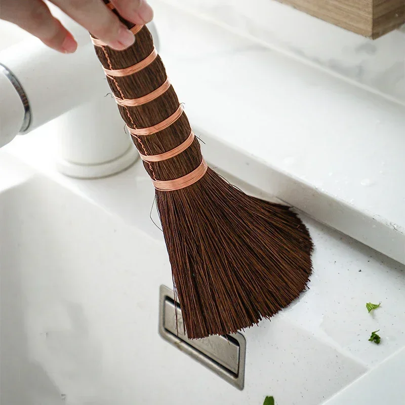 Natural Pot Brush Coconut Brown Long Handle Non-stick Oil Washing Pan Brushs Kitchen Hang Type Wok Dish Cleaning Brush