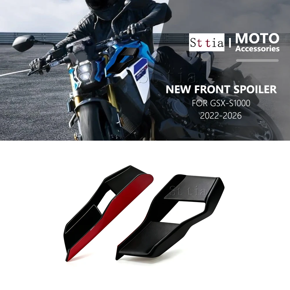 For GSX-S1000 GSX S1000 2022-2026 GSXS1000 Motorcycle Side Winglet Front Spoiler Wing Fairing Fixed Lower lip Wing Downforce Kit